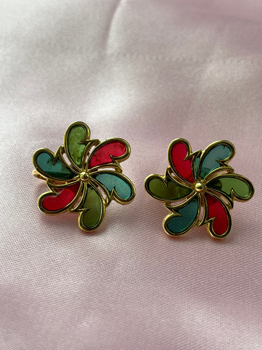 Trifari crown vintage clip on earrings