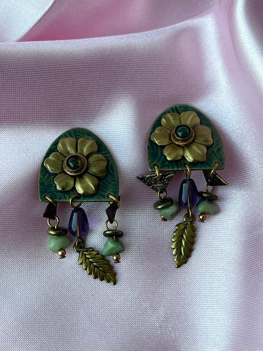 Vintage Studio Artisan Amethyst Flower Clip on Earrings