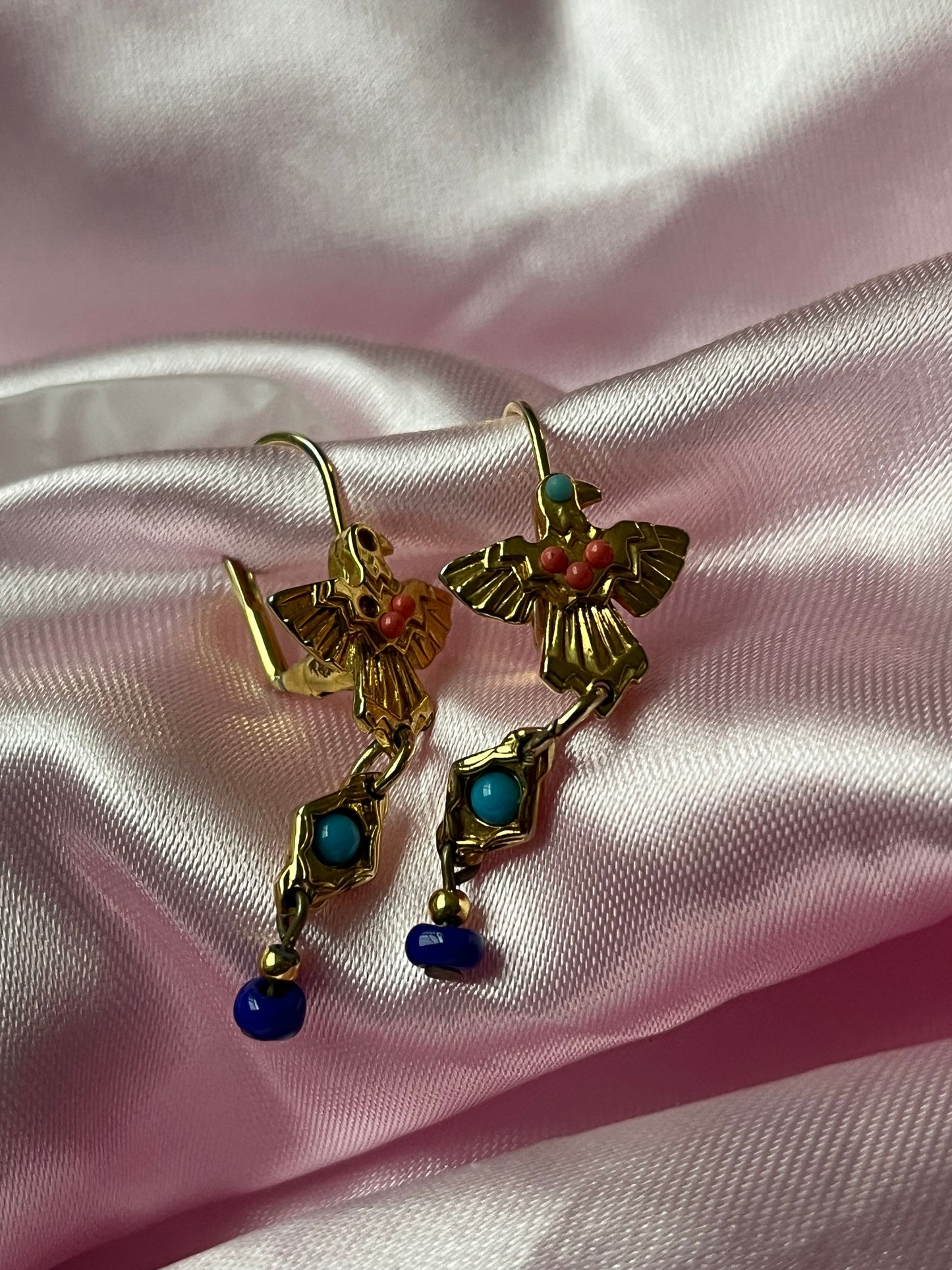 Vintage Swarovski Crystal Rainbow Bird Earrings