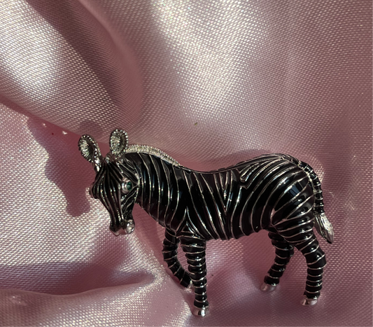 Stunning vintage zebra brooch