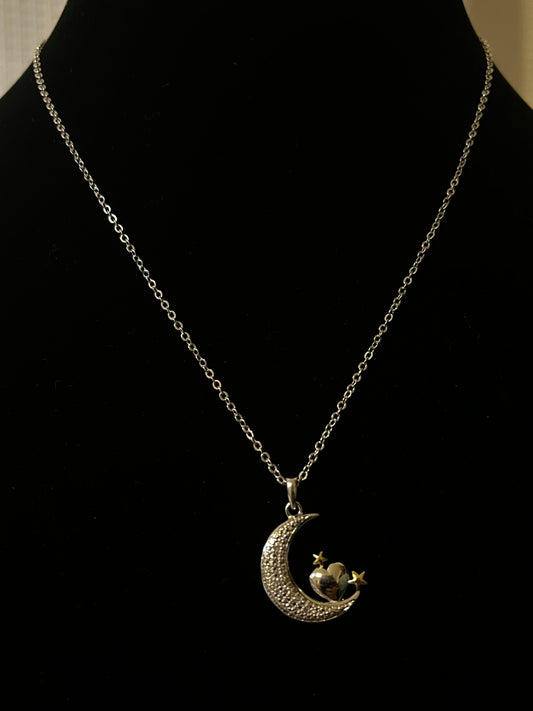 My Granddaughter, I Love You to the Moon and Back Diamond Pendant