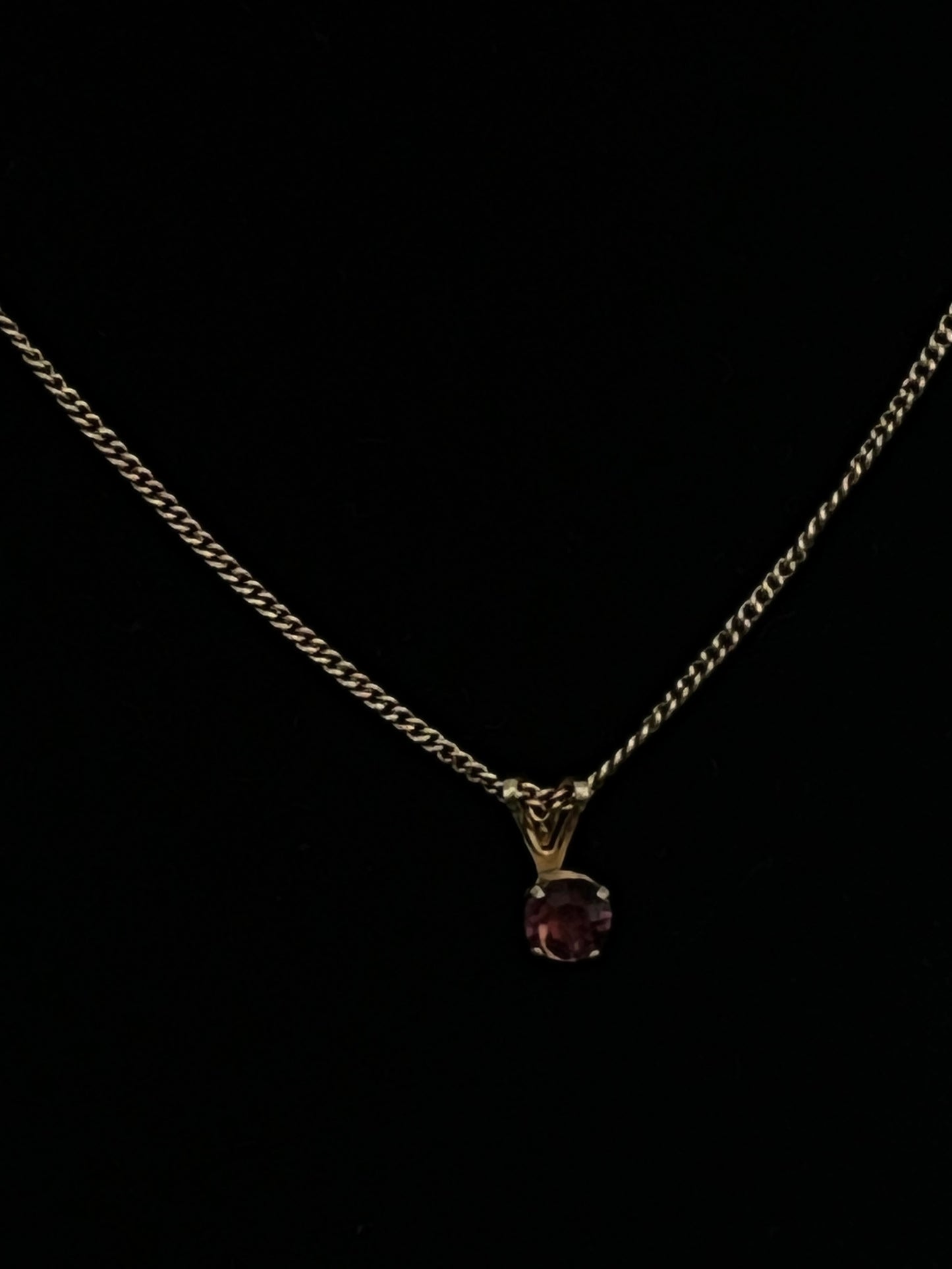 Natural Garnet Necklace with Gold Dainty Red Pendant.