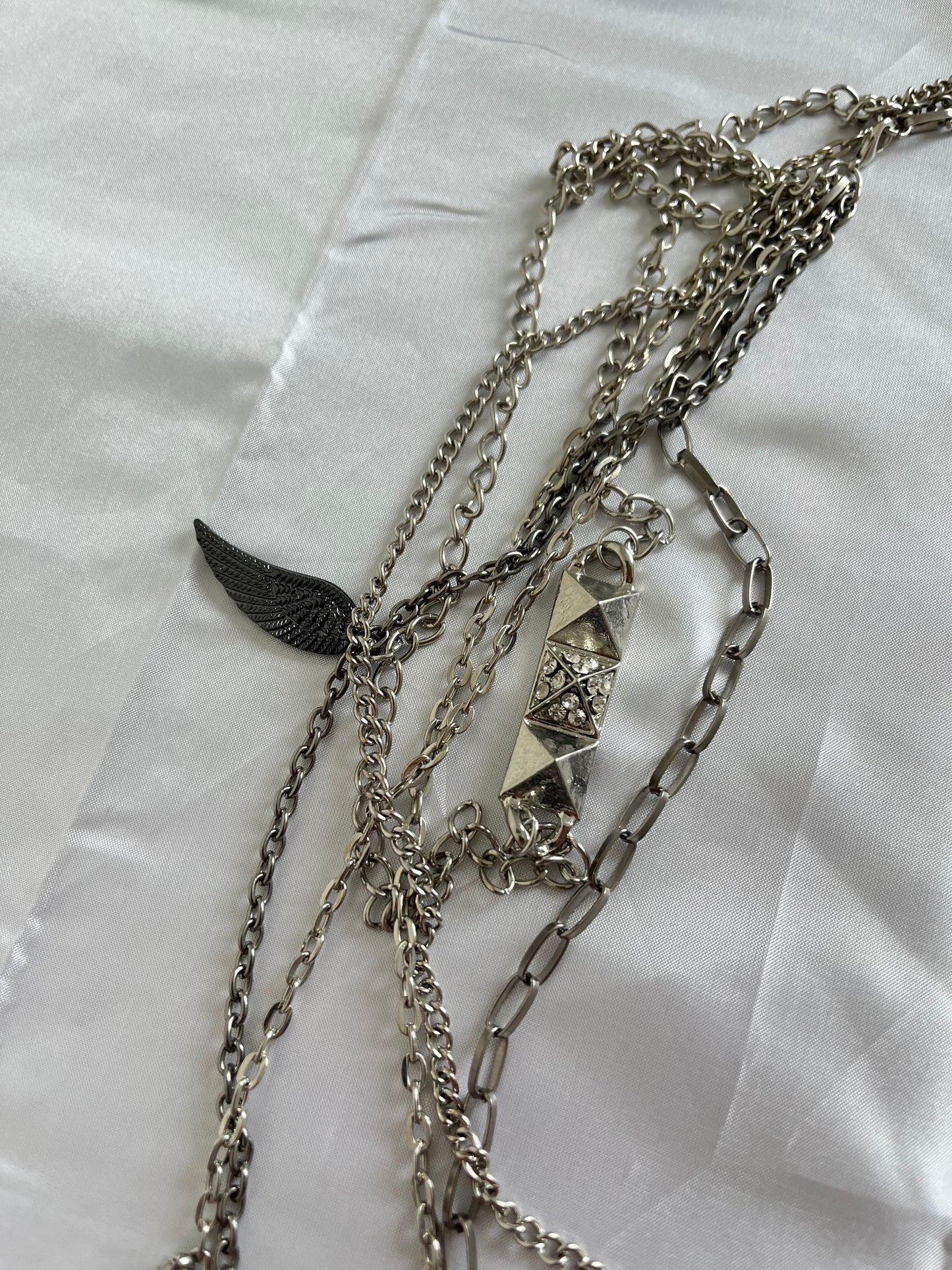 silver layered chain necklace