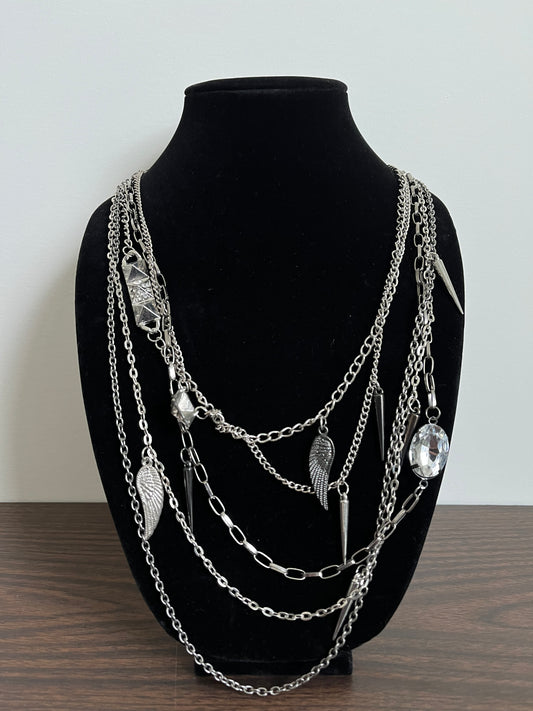 silver layered chain necklace