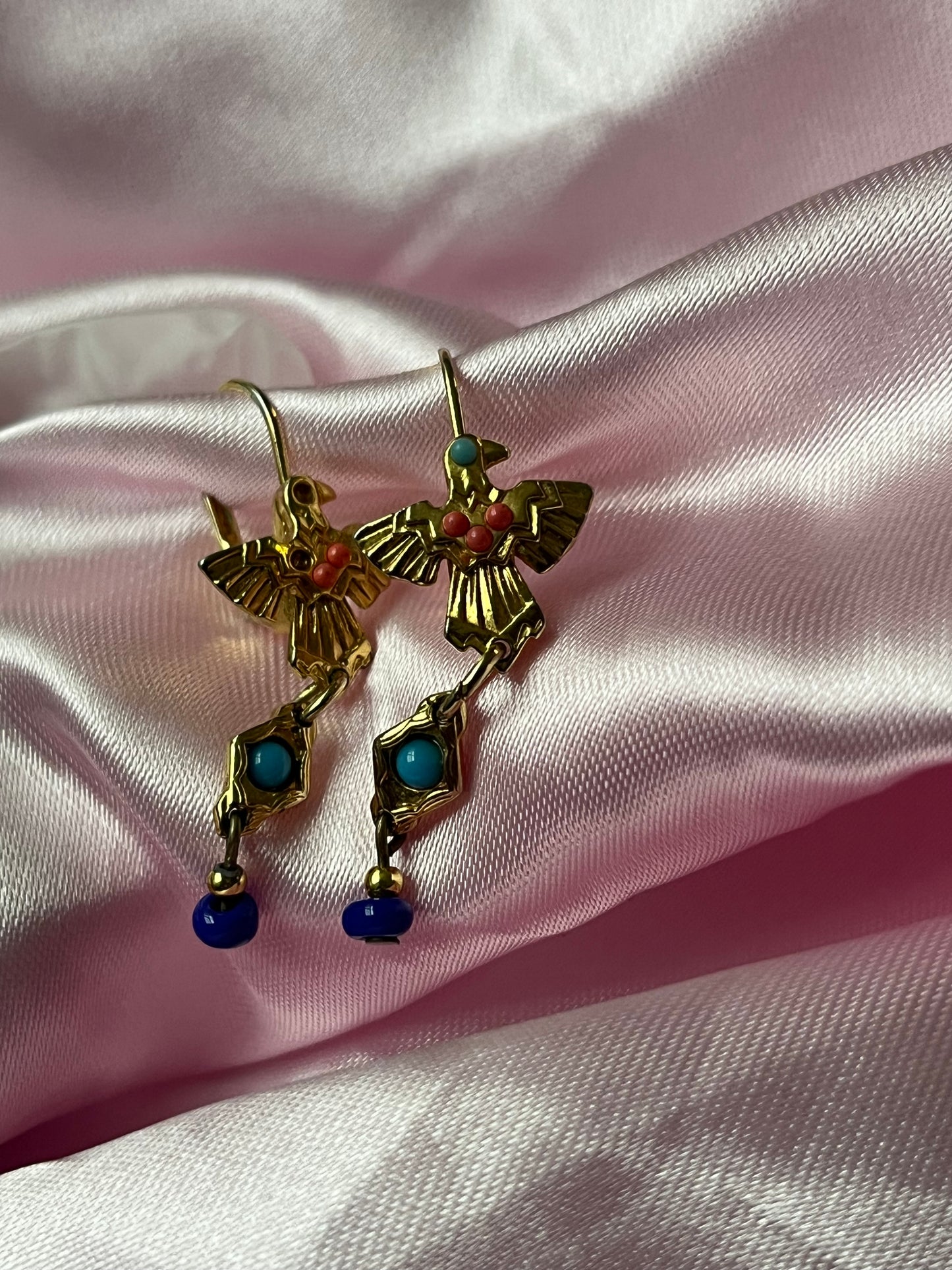 Vintage Swarovski Crystal Rainbow Bird Earrings