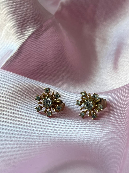 Avon 1.56" gold-plated rhinestones earrings