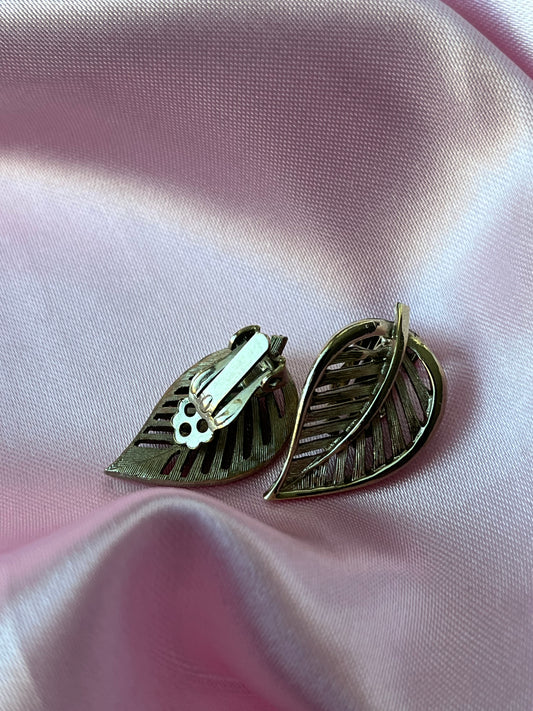 Sterling silver leaf clip on earrings